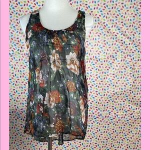 BOGO - Sheer floral summer top, sleeveless, size L, NWOT